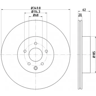 Jeu de 2 disques de frein arrière HELLA PAGID 8DD 355 122-261