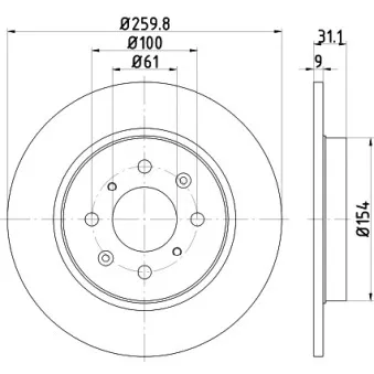 Jeu de 2 disques de frein arrière HELLA PAGID 8DD 355 122-531