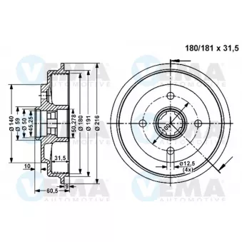 Tambour de frein VEMA 801032