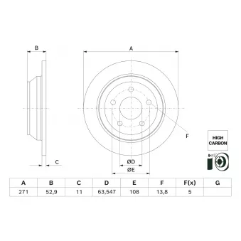 Jeu de 2 disques de frein arrière BOSCH 0 986 479 H55