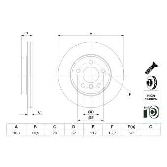 Jeu de 2 disques de frein avant BOSCH 0 986 479 H70