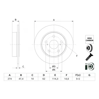 Jeu de 2 disques de frein arrière BOSCH 0 986 479 H73