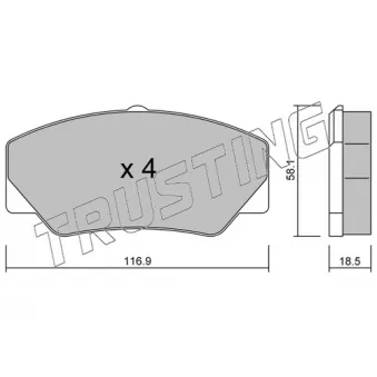 Jeu de 4 plaquettes de frein avant TRUSTING 058.0