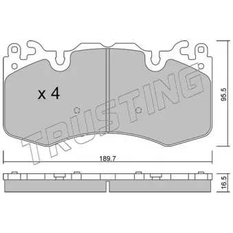Jeu de 4 plaquettes de frein avant TRUSTING 1048.0