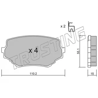 Jeu de 4 plaquettes de frein avant TRUSTING 258.0