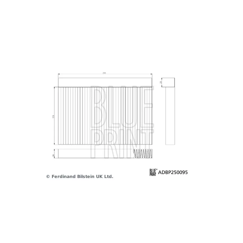 Filtre, air de l'habitacle BLUE PRINT ADBP250095