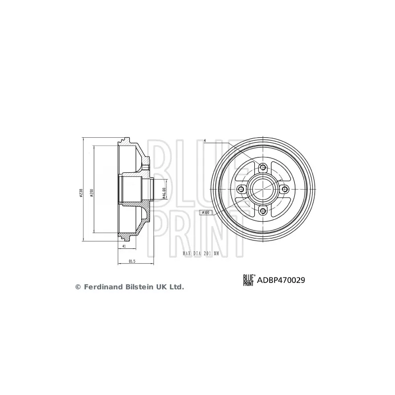 Tambour de frein BLUE PRINT ADBP470029