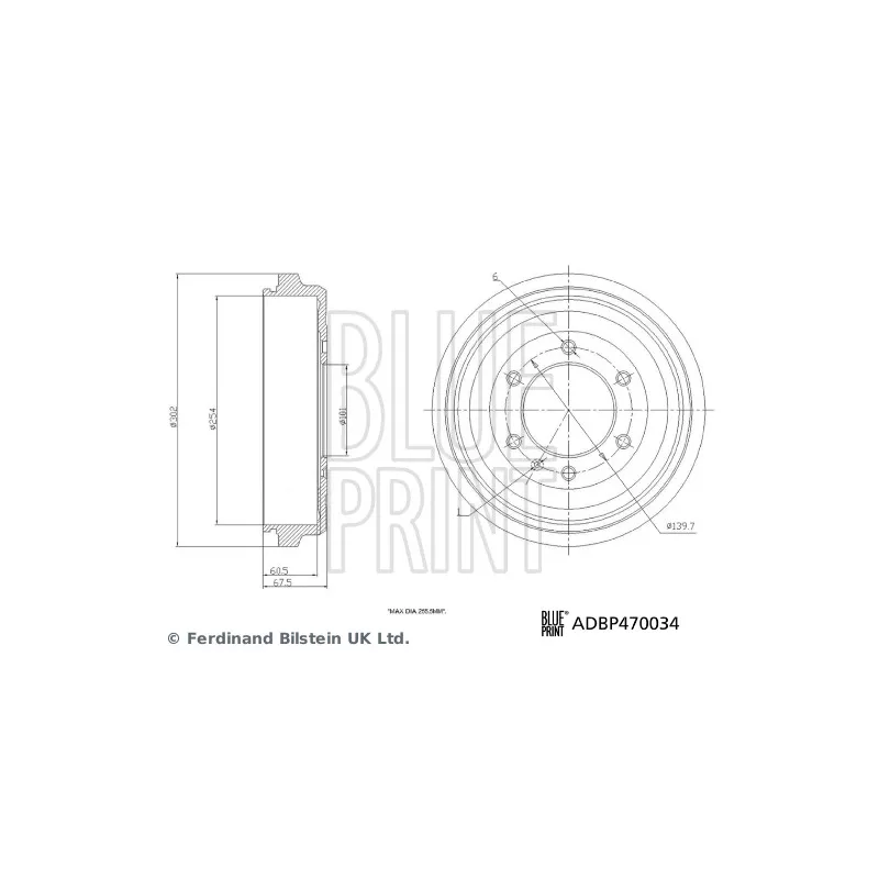 Tambour de frein BLUE PRINT ADBP470034