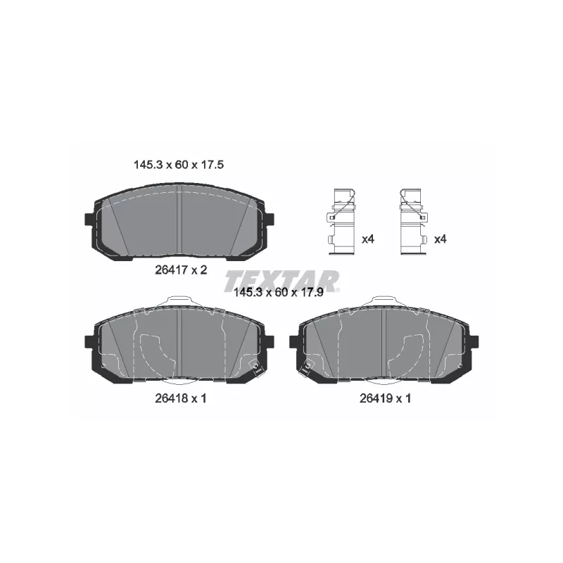 Jeu de 4 plaquettes de frein avant TEXTAR 2641701