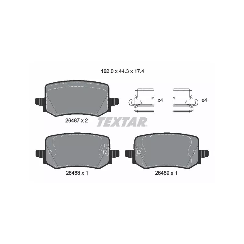 Jeu de 4 plaquettes de frein arrière TEXTAR 2648701