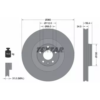 Jeu de 2 disques de frein avant TEXTAR 92122205