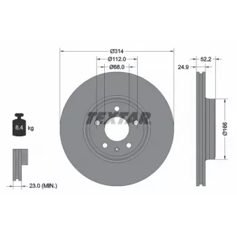 Jeu de 2 disques de frein avant TEXTAR 92159905