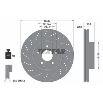 Jeu de 2 disques de frein avant TEXTAR 92163405