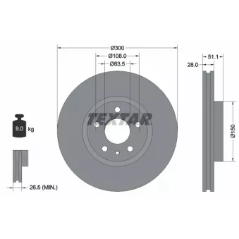 Jeu de 2 disques de frein avant TEXTAR 92268605