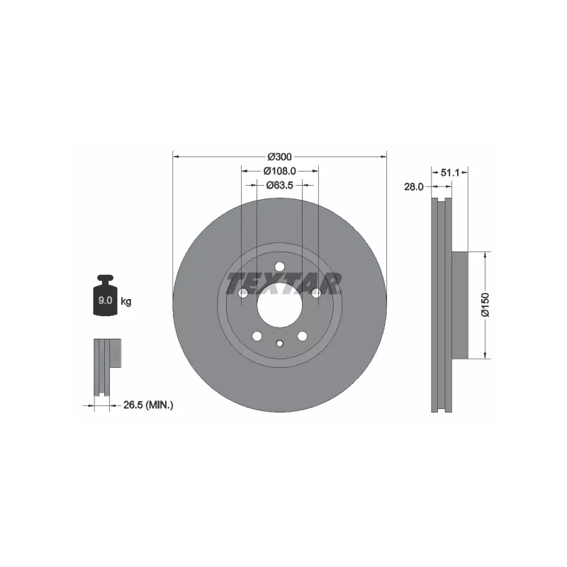 Jeu de 2 disques de frein avant TEXTAR 92268605