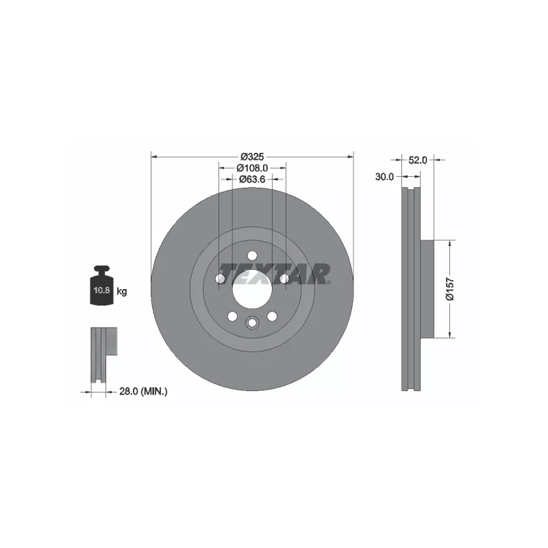 Jeu de 2 disques de frein avant TEXTAR 92278605