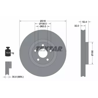 Jeu de 2 disques de frein avant TEXTAR 92293605