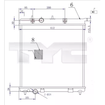 Radiateur, refroidissement du moteur TYC 705-0072-R