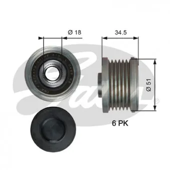 Poulie roue libre, alternateur GATES OAP7218