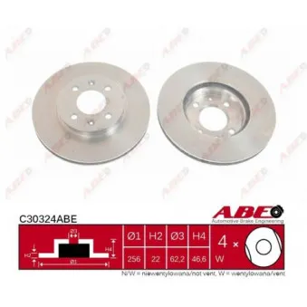 Jeu de 2 disques de frein avant ABE C30324ABE