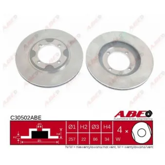 Jeu de 2 disques de frein avant ABE C30502ABE