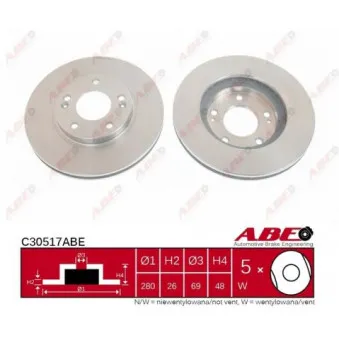 Jeu de 2 disques de frein avant ABE C30517ABE