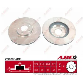 Jeu de 2 disques de frein avant ABE C31088ABE