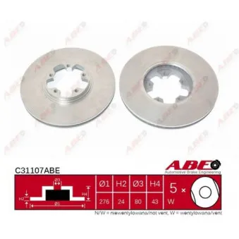 Jeu de 2 disques de frein avant ABE C31107ABE