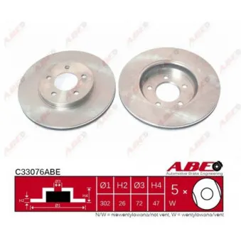 Jeu de 2 disques de frein arrière ABE C33076ABE