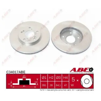 Jeu de 2 disques de frein avant ABE C34017ABE