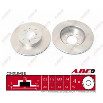 Jeu de 2 disques de frein avant ABE C34018ABE