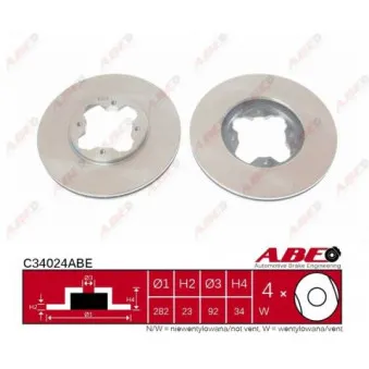 Jeu de 2 disques de frein avant ABE C34024ABE