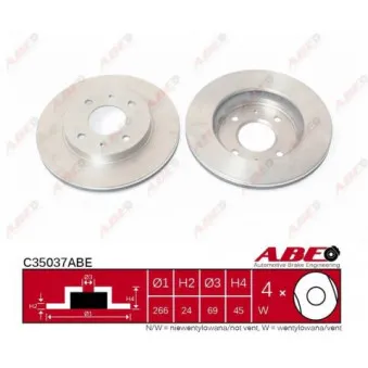 Jeu de 2 disques de frein avant ABE C35037ABE