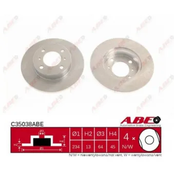 Jeu de 2 disques de frein avant ABE C35038ABE