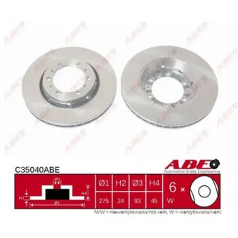 Jeu de 2 disques de frein avant ABE C35040ABE