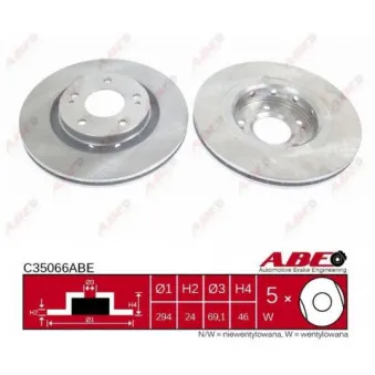 Jeu de 2 disques de frein avant ABE C35066ABE