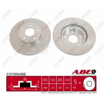 Jeu de 2 disques de frein avant ABE C37006ABE