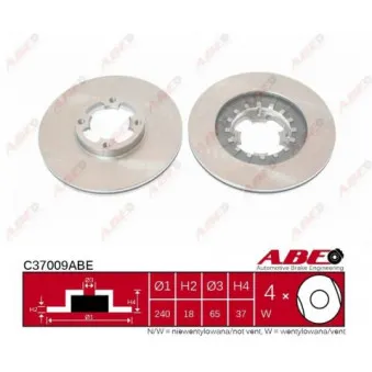 Jeu de 2 disques de frein avant ABE C37009ABE