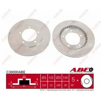 Jeu de 2 disques de frein avant ABE C38000ABE