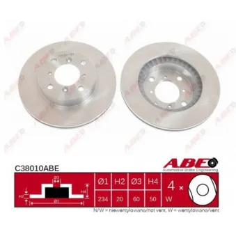 Jeu de 2 disques de frein avant ABE C38010ABE