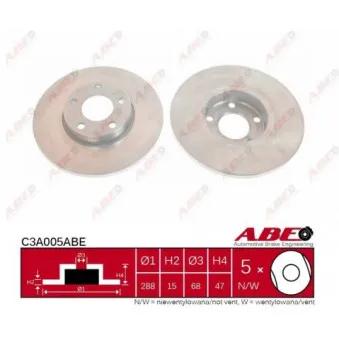 Jeu de 2 disques de frein avant ABE C3A005ABE