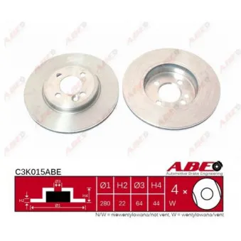 Jeu de 2 disques de frein avant ABE C3K015ABE