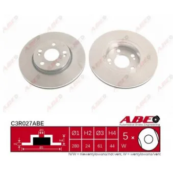 Jeu de 2 disques de frein avant ABE C3R027ABE