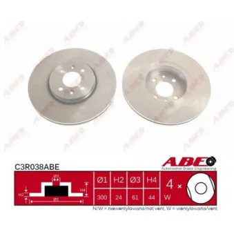 Jeu de 2 disques de frein avant ABE C3R038ABE