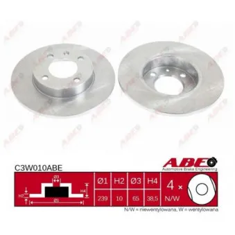 Jeu de 2 disques de frein avant ABE C3W010ABE