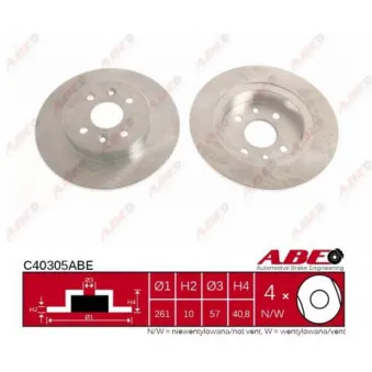 Jeu de 2 disques de frein arrière ABE C40305ABE