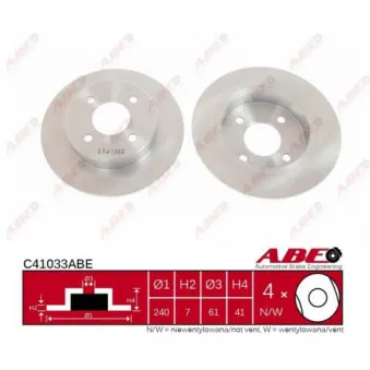 Jeu de 2 disques de frein arrière ABE C41033ABE