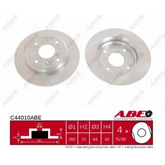 Jeu de 2 disques de frein arrière ABE C44010ABE