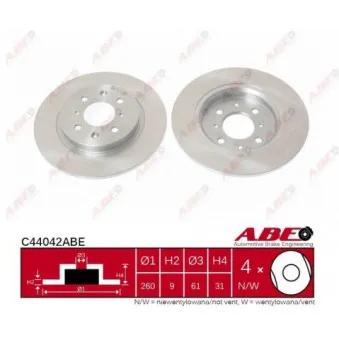 Jeu de 2 disques de frein arrière ABE C44042ABE