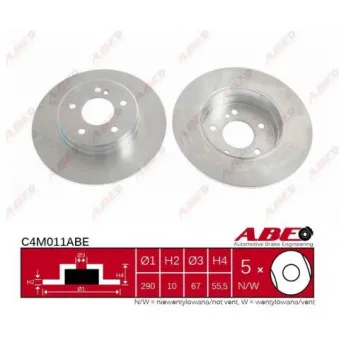 Jeu de 2 disques de frein arrière ABE C4M011ABE